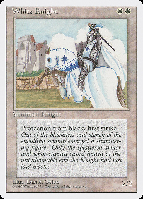 Chevalier (2/2, Protection contre le blanc, célérité, débordement) - Knight  (2/2, Flanking, protection from white, haste) - Carte Magic The Gathering -  Playin by Magic Bazar